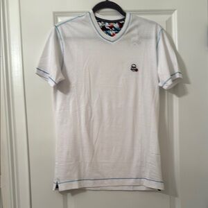 Robert Graham Mens White Tee with Blue Accents Sz XS